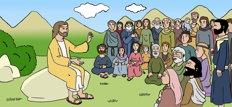 Jésus parle au peuple : « Venez à moi ; Je vais te donner du repos"